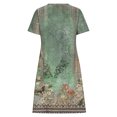 thumbnail image 5 of Fartey Women's Boho Floral Print Midi Dress Summer Short Sleeve Pleated Dress Loose Casual Crew Neck Sundress Beach Vacation Dresses Green M, 5 of 6
