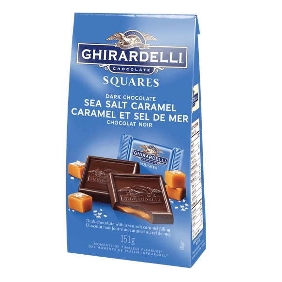 GHIRARDELLI Sea Salt and Caramel Dark Chocolate Squares, 151-Gram Bag, Sea Salt Bag 151g