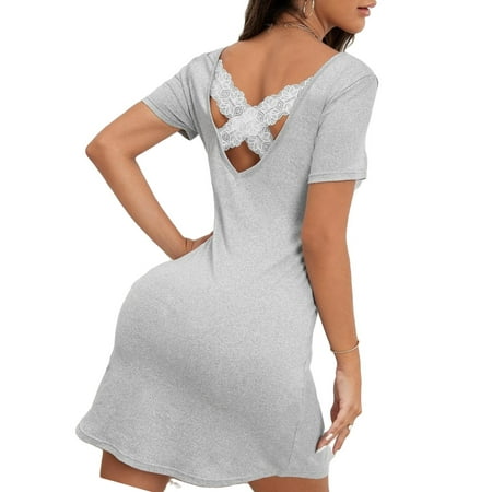 

Casual Scoop Neck Sleepshirts Short Sleeve Light Grey Womens Nightgowns & Sleepshirts (Women s)