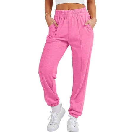 OFLALW Wide Leg Pants for Women Solid Color Elastic Hgih Waist Loose Casual with Pockets Sports Trousers Pants