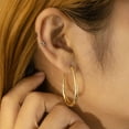 thumbnail image 2 of Alexcraft 14K Gold Plated Sterling Silver Lightweight Hypoallergenic Oval Hoop Earrings (Women's), 2 of 6