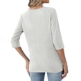 thumbnail image 3 of Womens Tops 3/4 Sleeve Henly Classic Button Down Blouses Business Work Casual Outfits Basic Tees Summer Fashion Clothing, 3 of 5