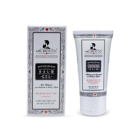 MEL BROS CO - GEL BÁLSAMO DE CRECIMIENTO PARA BARBA Y BIGOTE 2oz/60ml - Al 5% + Biotina & Queratina (Gel)