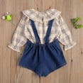 thumbnail image 5 of Seyurigaoka Flower Print Flare Sleeve Long Sleeve Top + Denim Overalls Clothing Set, 5 of 7