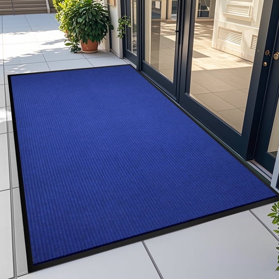 WILALY 71" x 48" Non Slip Welcome Mat, Heavy Duty Indoor Outdoor Entryway Rug, Rubber Backing Durable Floor Mat for Home, Patio and Garage, Navy