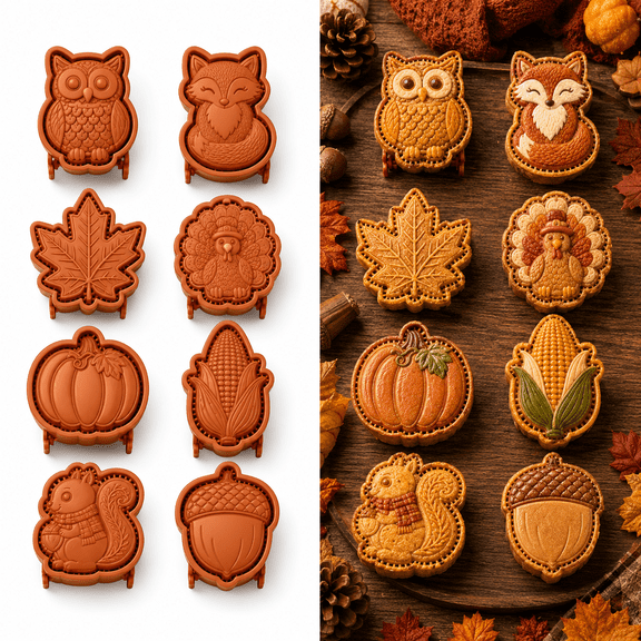 Fall Mini Pie Mold, Autumn Silicone Baking Mold with Thanksgiving Dessert Shapes, Mini Pie Tart Cookie Chocolate Mold for Holiday Baking DIY Kitchen Craft, Owl
