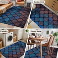 thumbnail image 6 of Boho Washable Area Rugs 4'x6', Moroccan Trellis Blue Red Black Geometric Flower Texture Low Pile Throw Living Room Rug Non-Slip Sturdy Edge Binding Carpet for Indoor Entryway Bedside Kitchen, 6 of 9