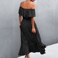 thumbnail image 2 of Vestido Casual Moda Vestido De Una Pieza Vestido Con Hombros Descubiertos Con Dobladillo Con Volantes Irregulares Patrón De Puntos Para Mujer Chica Negro L Mgaxyff Otros, 2 of 5