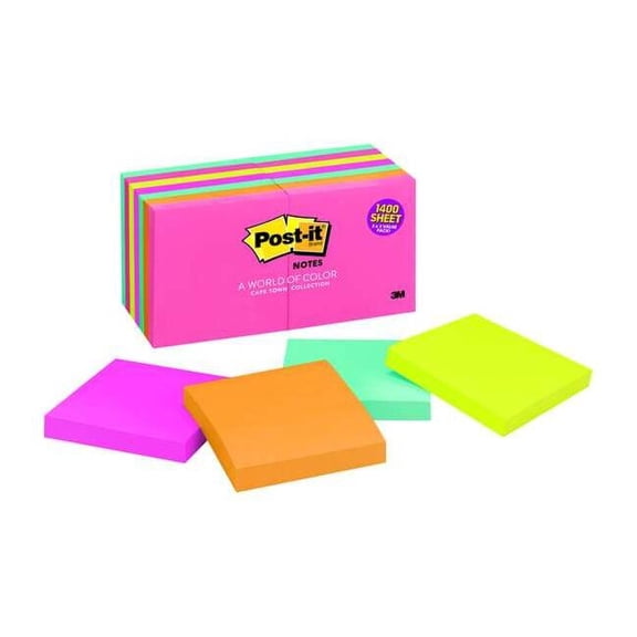 Post-it Notes, 3 in x 3 in, Poptomistic Collection, 14 Pads