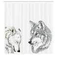 thumbnail image 3 of Ambesonne Wolf Shower Curtain, Sketchy Portraits Wildlife, 69"Wx84"L, Beige Grey Orange, 3 of 5