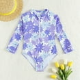thumbnail image 5 of URMAGIC URMAGIC Toddler Little Girls Long Sleeve 1-Piece Rashguard UPF 50+ Swimsuit Bathing Suit/Blue Daisy, 5 of 6