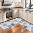 thumbnail image 3 of Kitchen Rugs Sets Of 2,Blue and White Geometric Quatrefoil Pattern Anti Fatigue Kitchen Mat Rugs Non Slip Washable,Decorative Kitchen Floor Mats for Kitchen,Sink,Laundry,17"X47", 3 of 5