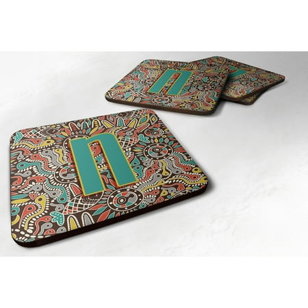 

Carolines Treasures CJ2013-NFC Letter N Retro Tribal Alphabet Initial Foam Coaster Set of 4 3 1/2 x 3 1/2 multicolor