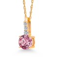 thumbnail image 3 of Gem Stone King 10K Yellow Gold Pink and White Lab Grown Diamond Pendant Necklace for Women (0.55 Cttw, Round 5MM, Gemstone April Birthstone, with 18 inch Chain), 3 of 5