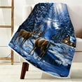 thumbnail image 2 of Christmas Throw Blanket, Winter Deer Snow Forest Holiday Theme Blanket for Couch and Bed, Warm Cozy Winter Cabin Throw, Super Soft, 60X80IN, 2 of 5