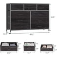 thumbnail image 3 of 10-cajón negra cómoda & mesa de TV entertainment center: fabric almacenamiento cómoda con steel frame y wood top para dormitorio, hallway, nursery, y closets, 3 of 5