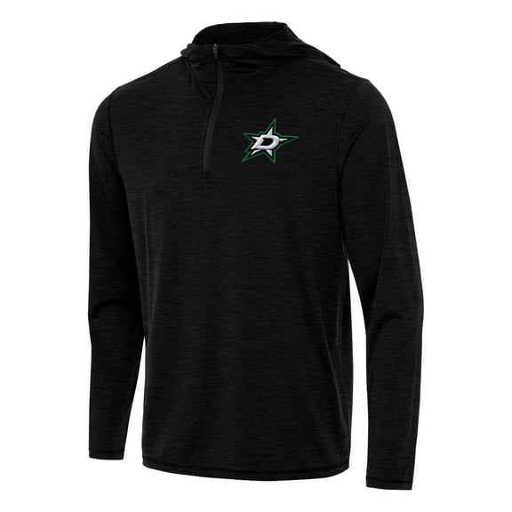Men's Antigua Heather Black Dallas Stars Tidy Quarter-Zip Hoodie