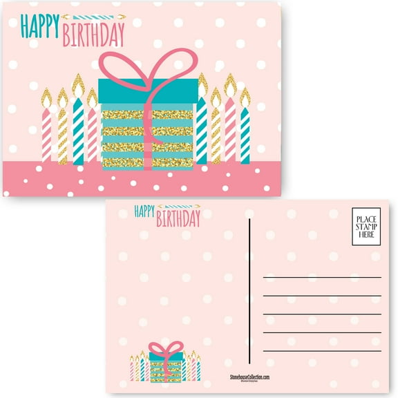 Stonehouse Collection - Birthday Postcards - Festive Gift & Candle Design - Happ