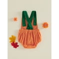 thumbnail image 5 of Newborn Baby Boy Girl Halloween Outfit Pumpkin Sleeveless Backless Bubble Romper Corduroy Jumpsuit 3M 6M 12M 18M Fall Winter Clothes, 5 of 9