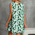 thumbnail image 4 of Vestido Corto para Mujeres Verano Moda Casual Impreso Lado Plisado Cuello Redondo Vestido sin Mangas para el Uso Diario, 4 of 7