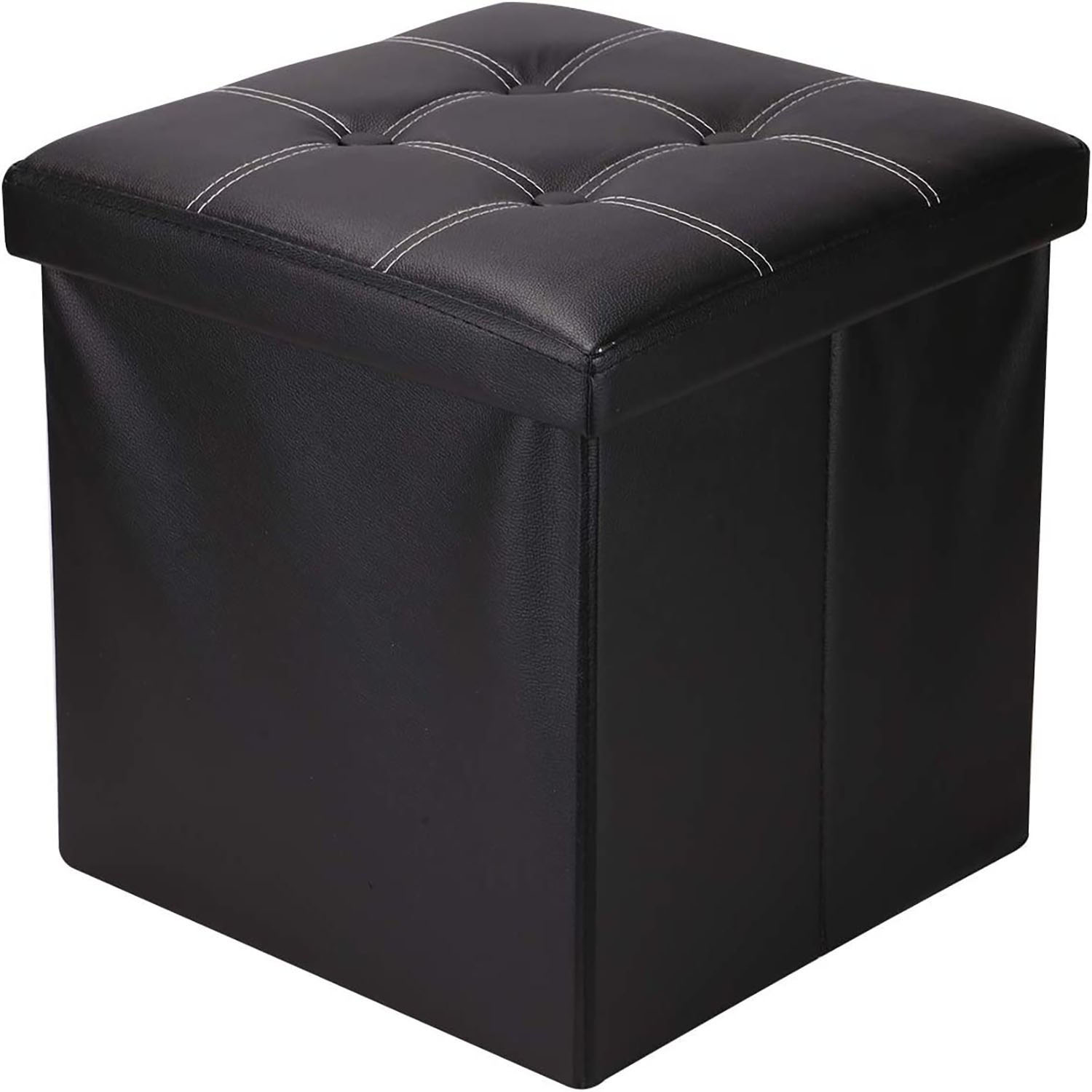 15"x15"x15" Cube Storage Ottoman with Storage Seat Faux Leather Foot