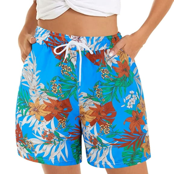 HAIJIE Swim Shorts Women Adjustable Ruched Side Bikini Shorts 2026 Hiking Cargo Swim Shorts Outdoor for Girlfriend Women Pleated Beach Vacation Clothes Short