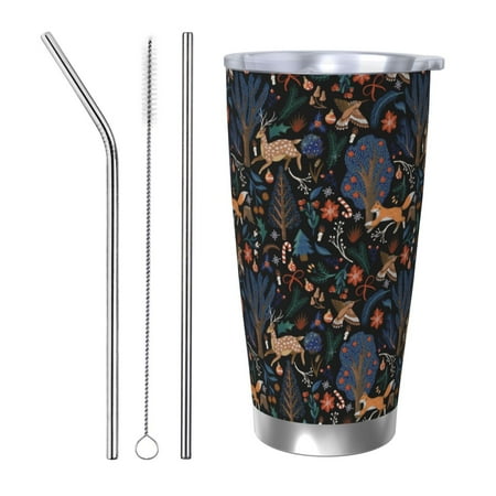 

Matuu fall fox deer bird for 20oz Durable Thermal Cups Keep Drinks Cold and Hot Insulated Car Mug with Lid-Straw Three-piece Set