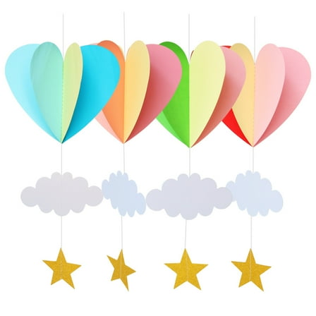 Raindrops 5-Pack Paper Decorations Assorted Colors Hanging Ornaments for Birthday Party Supplies