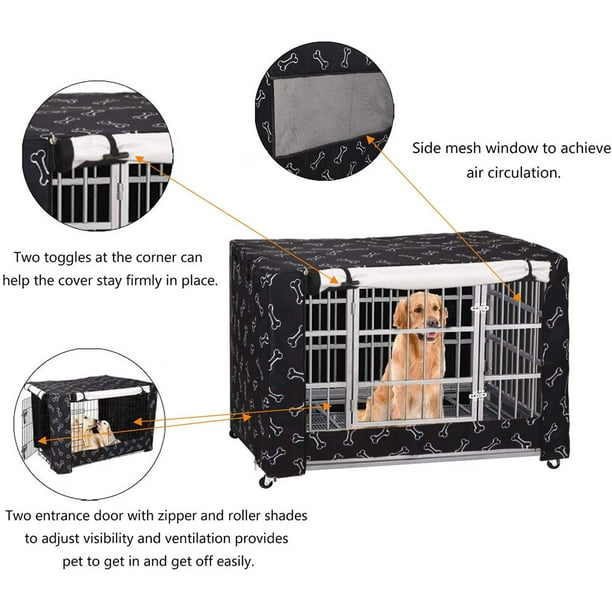 Housses de cage pour grands chiens, housse de chenil pour chiens de taille  moyenne et grande, housse de cage universelle pour animaux de compagnie,  housse de cage parfaite pour deux entrées pour