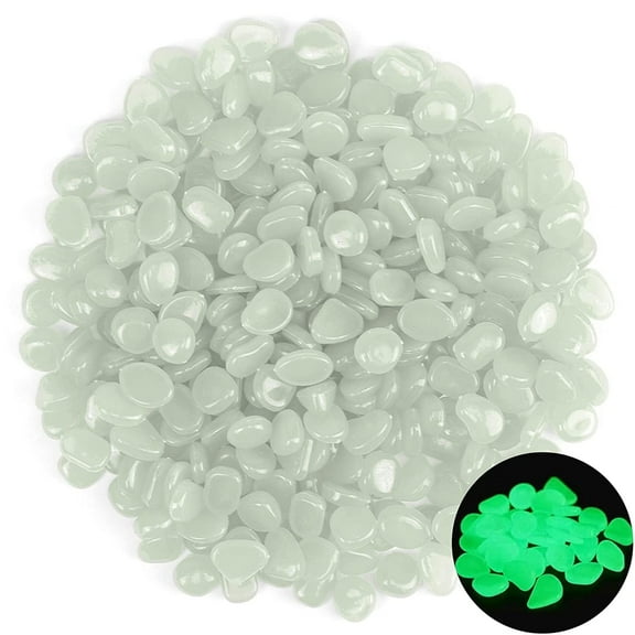 STONCEL 1000PCS White Long Term Glowing Decorative Stone, Glow in the Dark Rocks Light Perfect Indoor Outdoor Decor Fit for Garden Sidewalk Fish Tank Grass Flower Pots (0.3-04in/0.8-1cm)