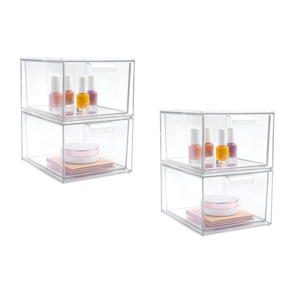 4 Pack Stackable Makeup Organizers, Vtopmart Acrylic Bathroom Storage