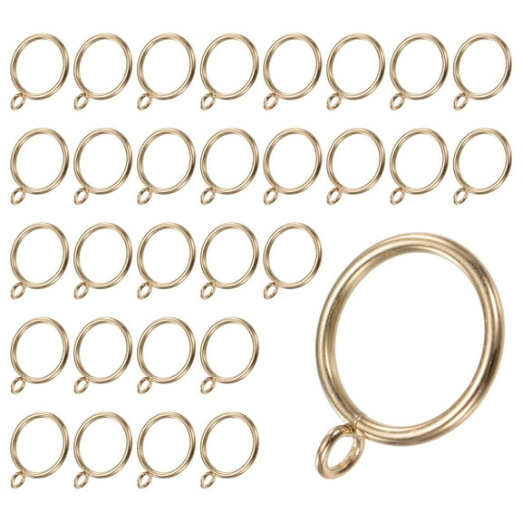Uxcell 30-Pack Gold Curtain Rings with Eyelet, Rustproof Metal Rings for Curtain Rods, 1.25 Inch Interior Diameter