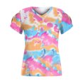 thumbnail image 4 of Fiudx Liquidación de Ofertas Flash Blusa Estampada con Cuello En V y Manga Corta Informal para Mujer a La Moda, 4 of 5