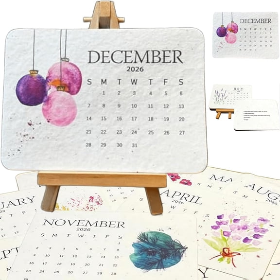 Eco-Friendly Plantable Love Seed Calendar 2026-12 Months of Biodegradable Seed Paper with Wildflower, Herb, and Fruit Seeds | for Home Decor, Gardening, & Green Living Planner (1pcs)