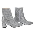 thumbnail image 1 of 1 par de botines de tacón alto con lentejuelas y punta puntiaguda para mujer con cremallera lateral, 1 of 5