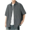 thumbnail image 1 of YanHoo Mens Short Sleeve Plaid Shirts Button Down Shirts Loose Fit Beach Shirts, 1 of 9