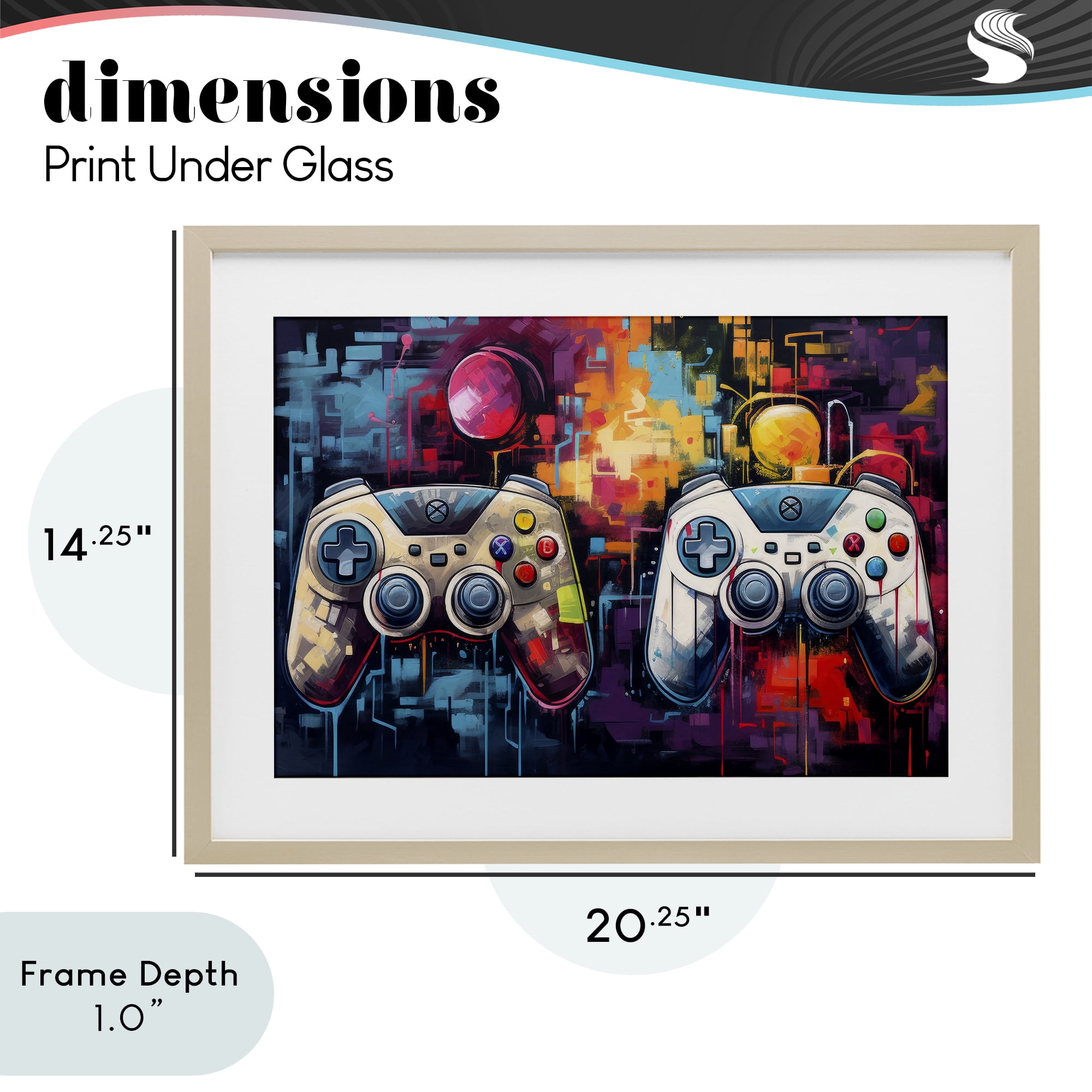 Stupell Industries Double Controller Modern Gamer Birch Framed Print Under Glass, design by Lazar Studio