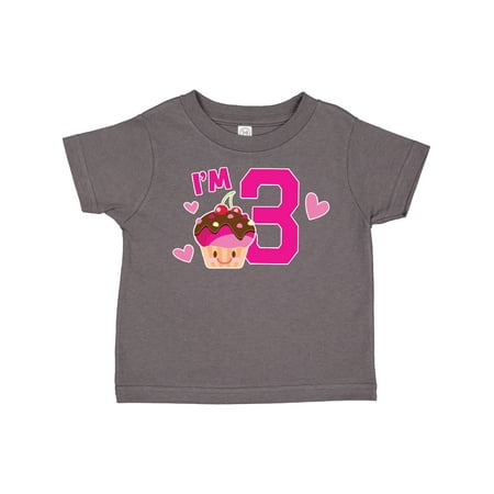 

Inktastic I m 3 with Cute Cupcake and Hearts Gift Toddler Toddler Girl T-Shirt