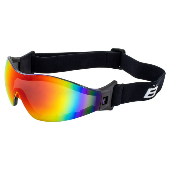 Birdz Eyewear Boogie Foam Padded Motorcycle Ski Skydiving Z87.1 Safety Goggles Black Frames with ReflecTech Red Anti-Fog Lenses