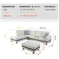 thumbnail image 6 of PonLiving Furniture Faux Leather Sectional Sofa, L-Shaped Living Room Couch Set (White #3), 6 of 14