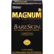 TROJAN Magnum Bareskin Lubricated Large Size Condoms 10 ea (Pack of 3)