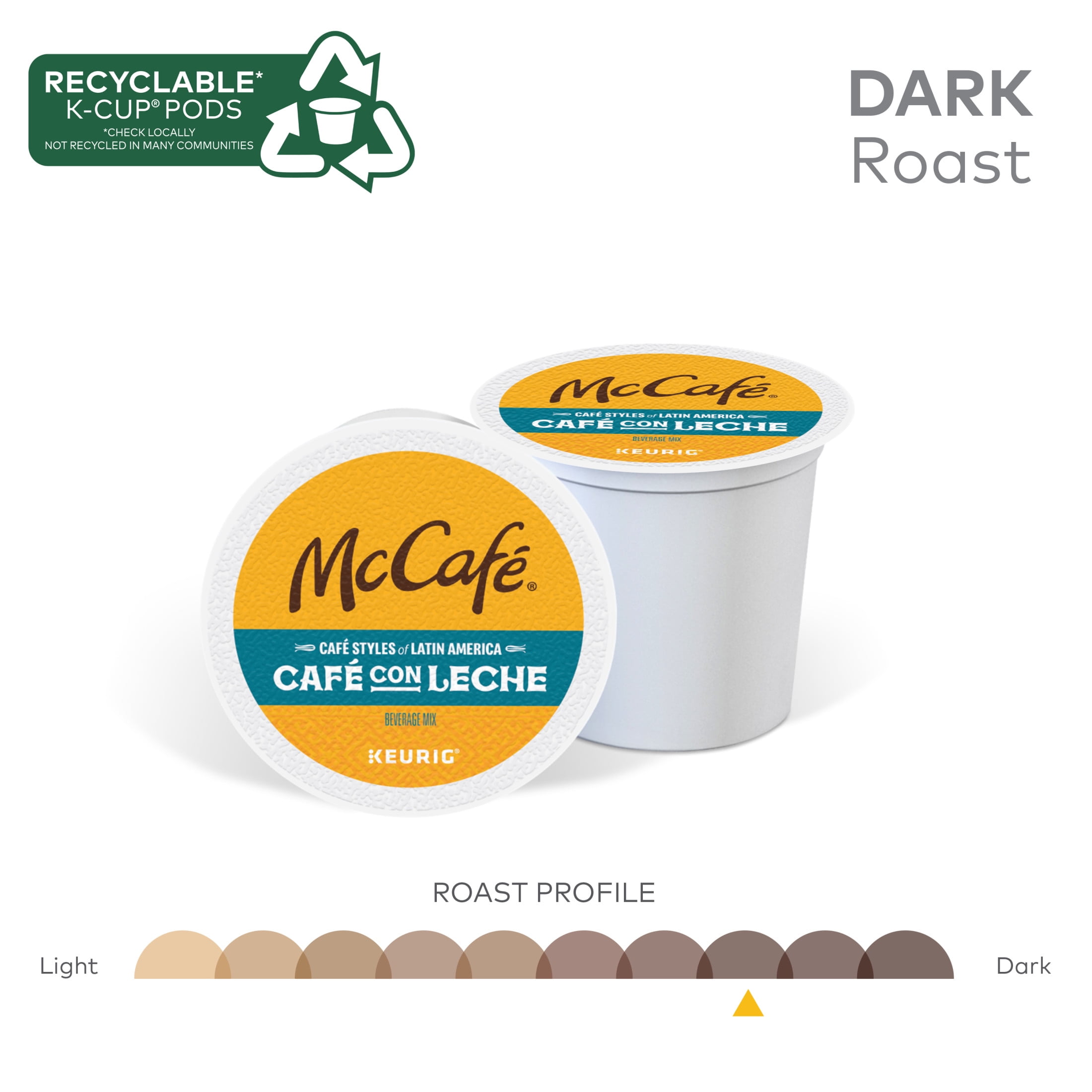 McCafé, Café Styles of Latin America Café con Leche Dark Roast K-Cup Coffee Pods, 10 Count