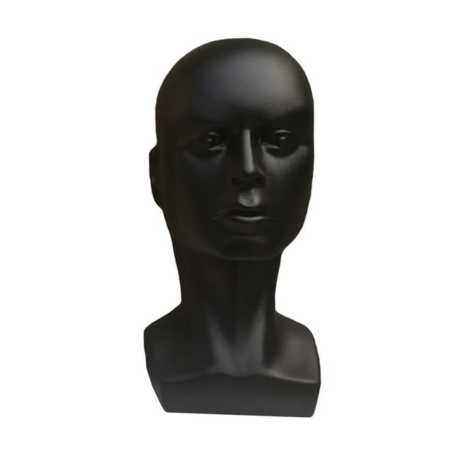 Cabeza de maniquí de plástico para cosmetología, modelo de cabeza de entrenamiento masculino para belleza. Negro