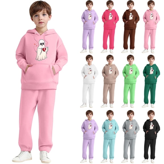 Piuwrlz 2pcs Hood Jogger Set Teen Girls Sweatsuits Sets Hoodies and Sweatpants Pink Size 10 Years