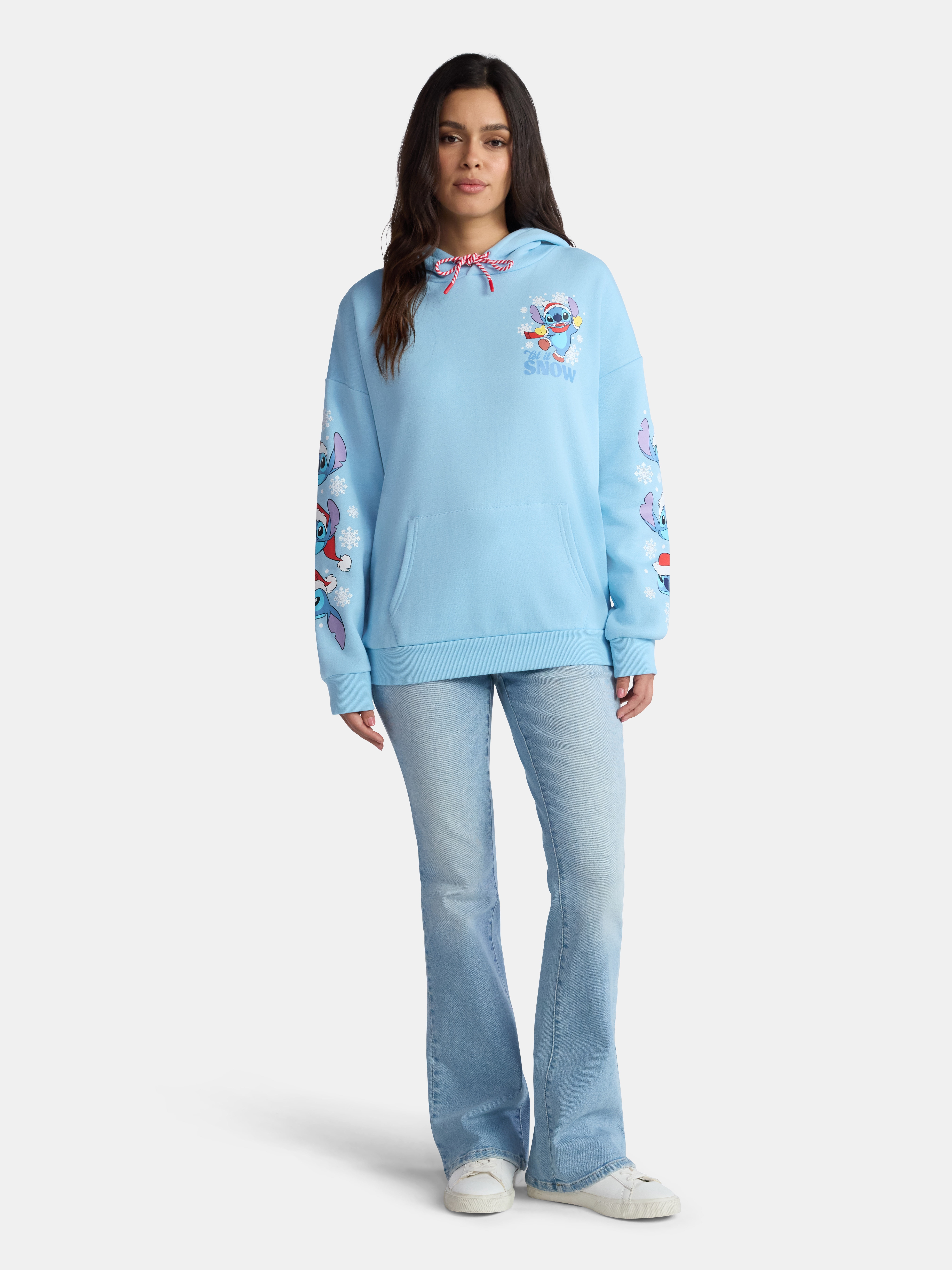 Disney Stitch Women's Holiday Graphic Hoodie with Long Sleeves, Sizes XXS–2XL