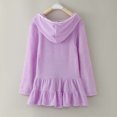 thumbnail image 5 of Girls Swim Cover up Zipper Hooded Bathrobe Beach Dress Long Sleeve Terry Swimsuit Kids Swimsuits for Girls 1-2 Years, 5 of 5
