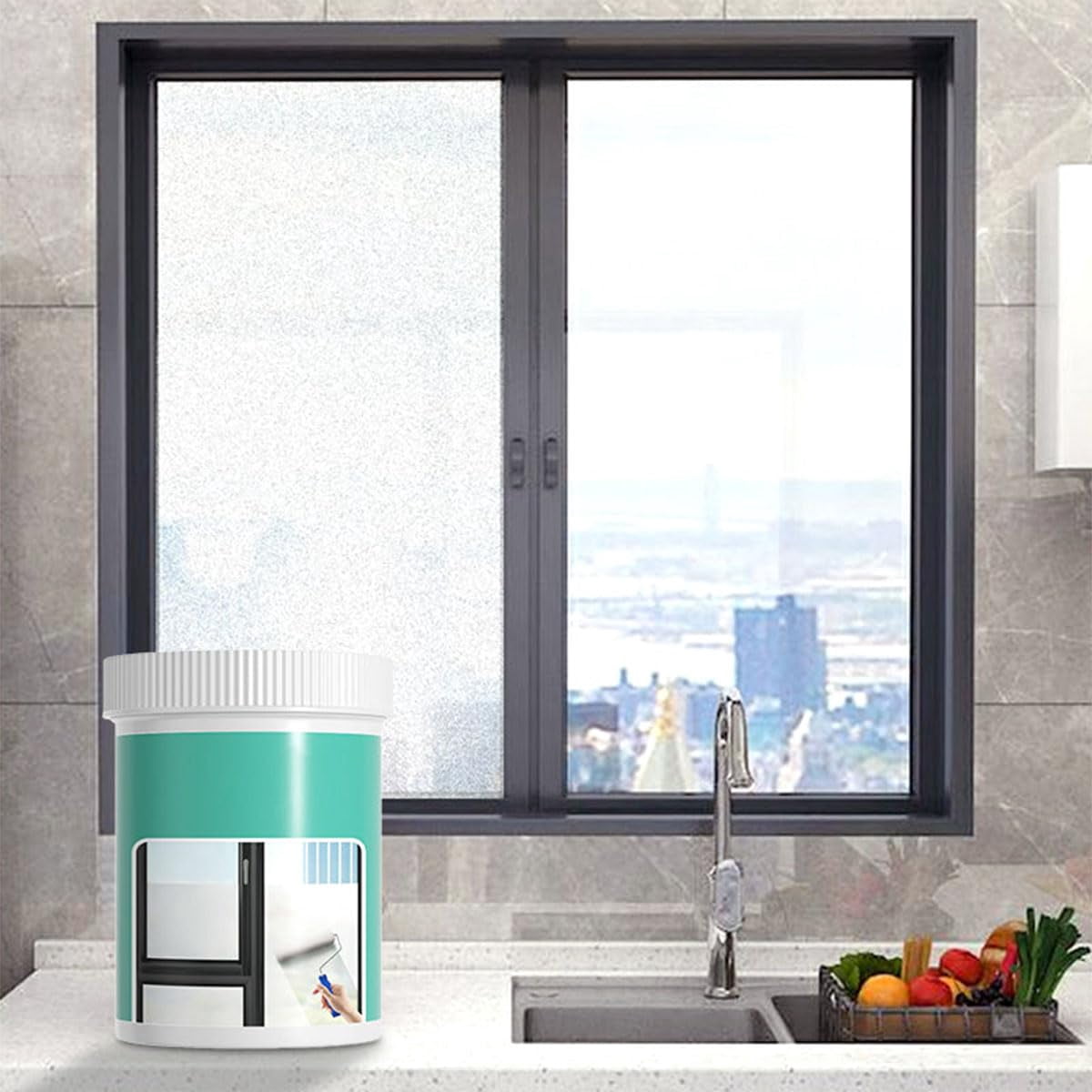 Water-Based Transparent Frosted Glass Paint,Frosted Glass Paint kit for Window, Frosted Glass Window Spray for Bathroom, Kitchen, Sliding Door(500g)
