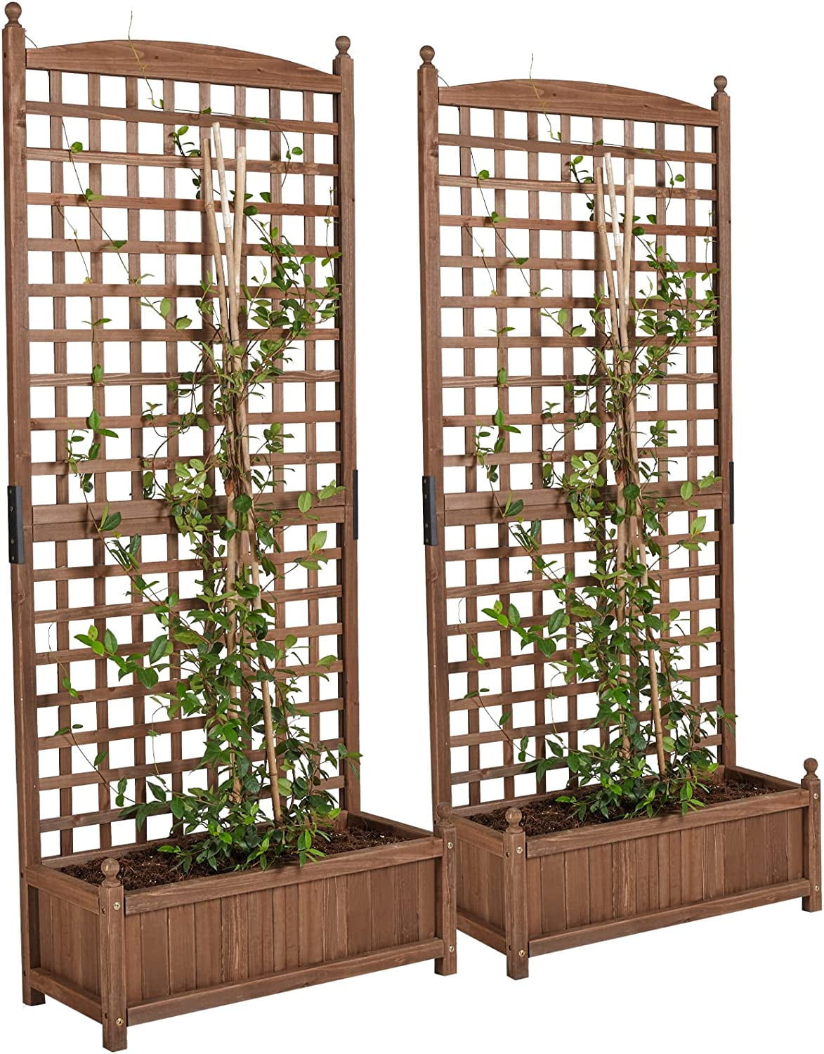 AMERLIFE 71 inch High Wood Planter with Trellis Set of 2 Planter Box