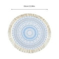 thumbnail image 3 of Boho Rustic Round Placemat with Tassels 12.99 Inch Heat Insulation Place Mat for Dining Table Kitchen Table Tea Table Anti Scald Pot Pad Household Decorative Cotton Woven Meal Pad, 3 of 7