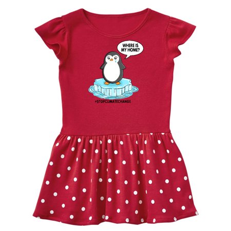 

Inktastic Stop Climate Change Where is My Home with Baby Penguin Gift Baby Girl Dress